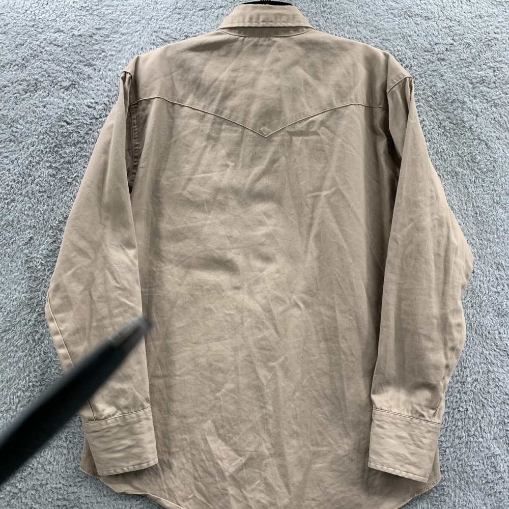 Wrangler Brushpopper Shirt Mens Size XL Button Up Extra Large Beige* - Picture 9 of 12
